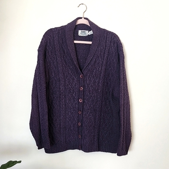 Northern Reflections purple button-up cardigan sweater, pockets, women's… - Picture 1 of 7